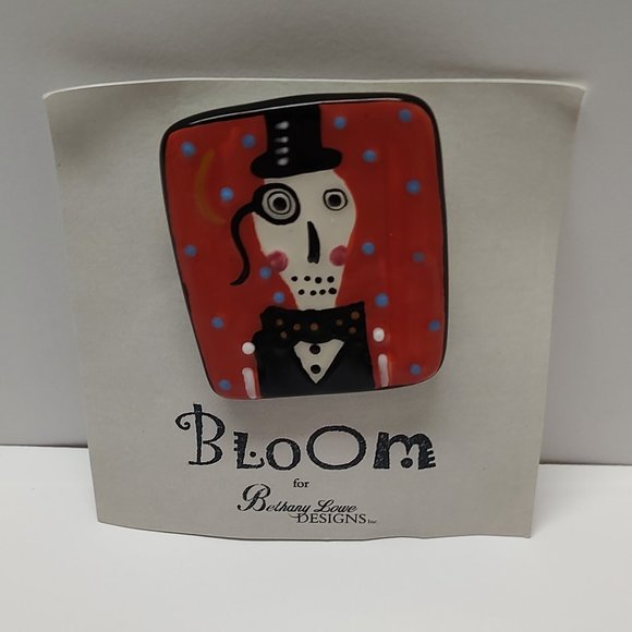 Ceramic Dia De Los Muertos Skeleton Pin - Sharon Bloom - Bethany Lowe - Picture 2 of 4